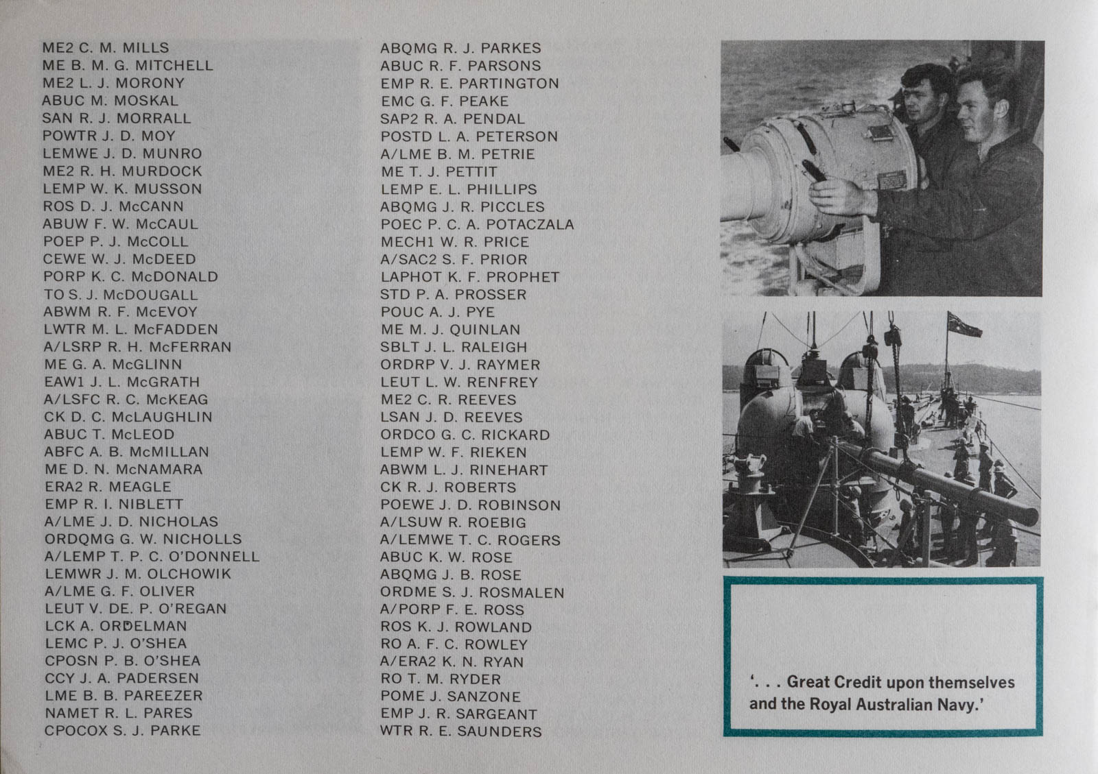 HMAS Perth Commendation